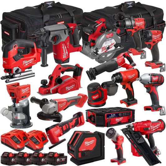 Milwaukee 18V 17 Piece Combo Kit with 4 x 5.0Ah Battery & Charger T4TKIT-32212