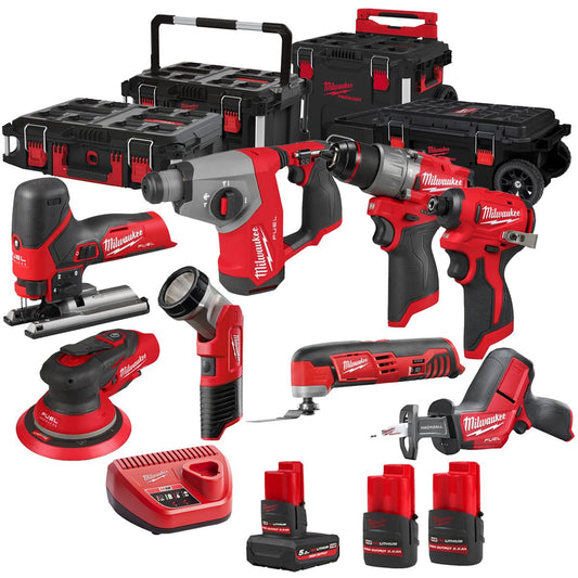 Milwaukee 12V 8 Piece Power Tool Kit with 3 x Batteries T4TKITM - 18494