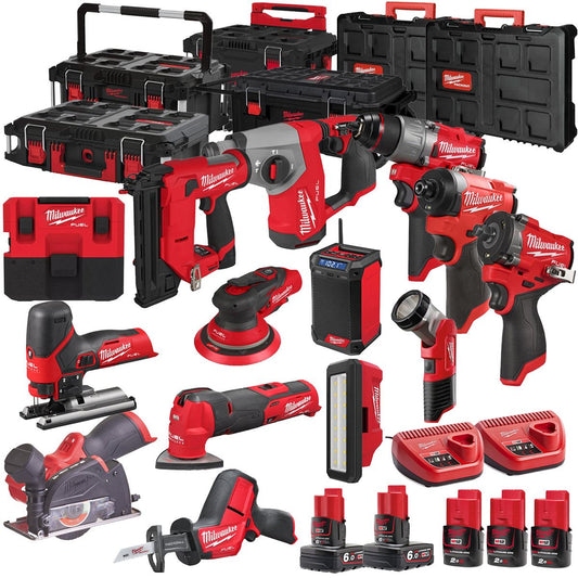 Milwaukee 12V 14 Piece Power Tool Kit with 5 x Batteries T4TKITM - 18469