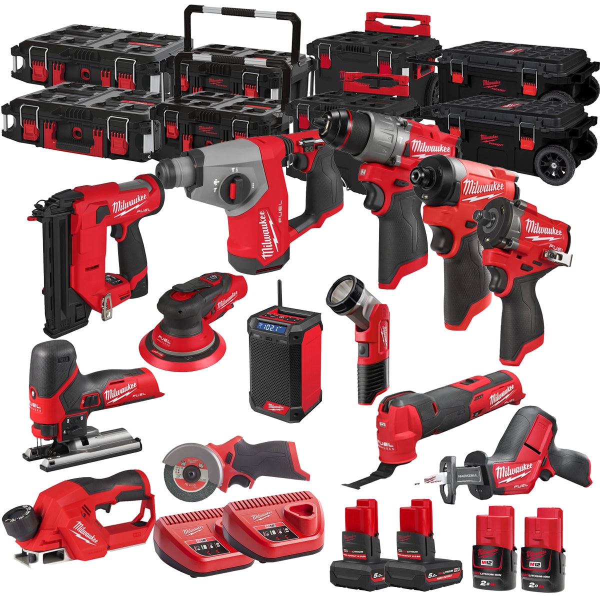Milwaukee 12V 13 Piece Power Tool Kit with 4 x Batteries T4TKITM - 18483