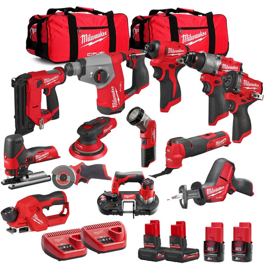 Milwaukee 12V 13 Piece Power Tool Kit with 4 x Batteries T4TKITM - 18488