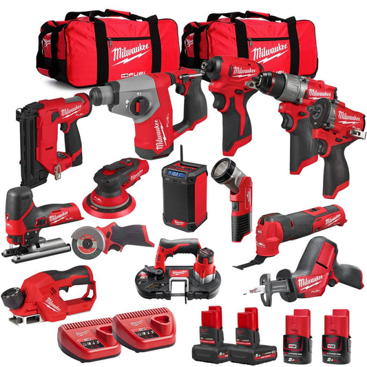 Milwaukee 12V 14 Piece Power Tool Kit with 4 x Batteries T4TKITM - 18487