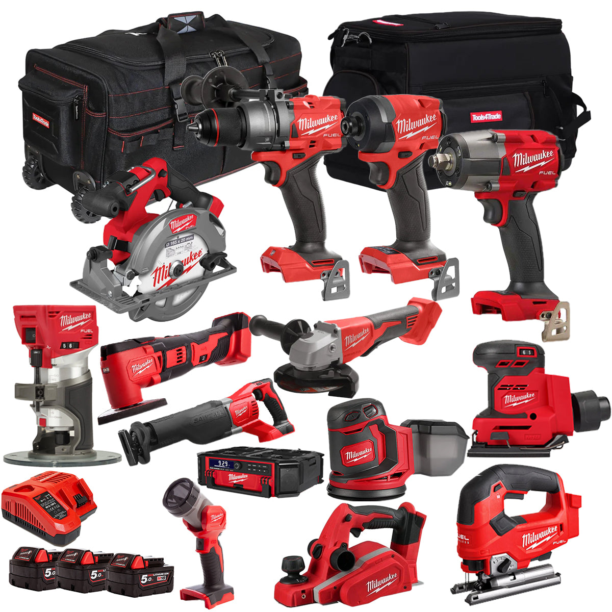 Milwaukee 18V 14 Piece Combo Kit with 3 x 5.0Ah Battery & Charger T4TKIT-32223